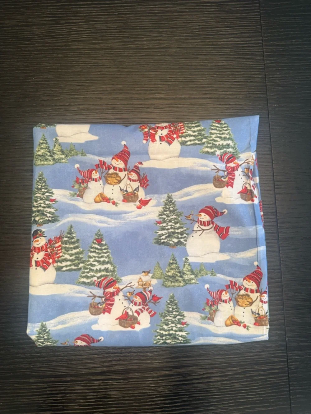 Christmas Holiday Fabric Crafting DIY Snowman Scene Cartoon Cotton Fabric Blue